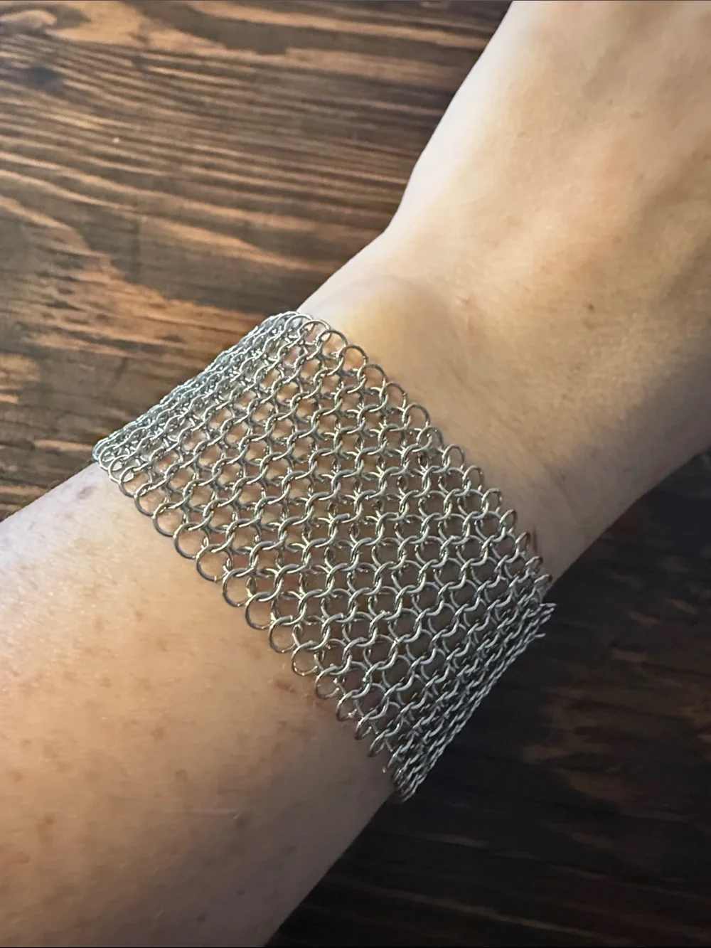 Mesh Chainmail Bracelet with Silver Plate Accent